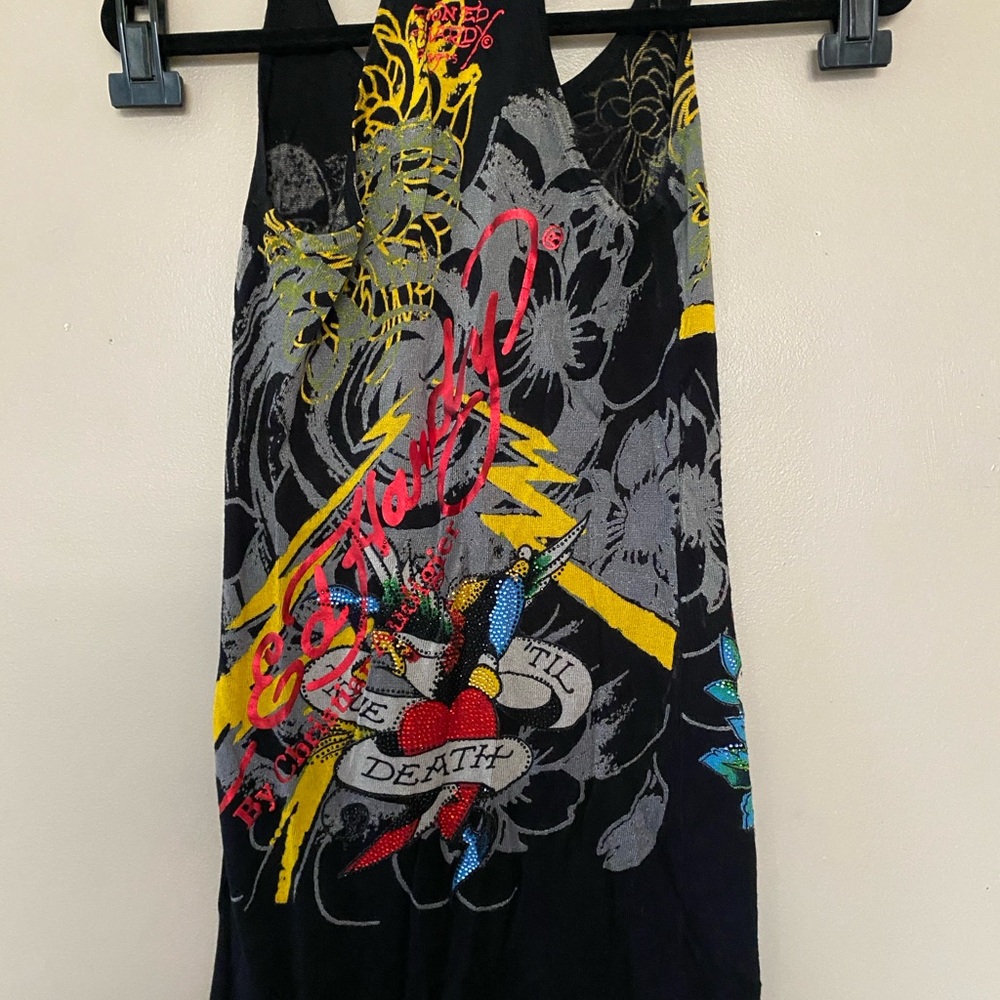 Ed Hardy Black Tank with Gold Accents - Picture 2 of 6